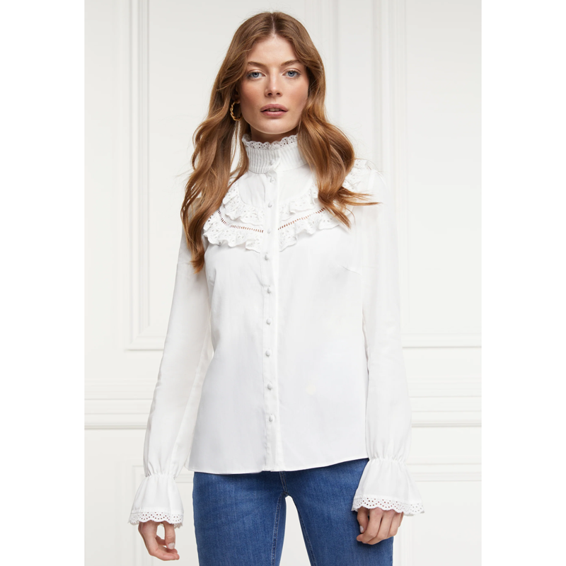 Holland Cooper Audley Lace Blouse - White-3