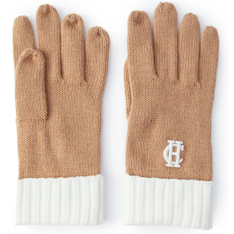 Holland Cooper Chelsea Logo Knitted Gloves - Camel Cream