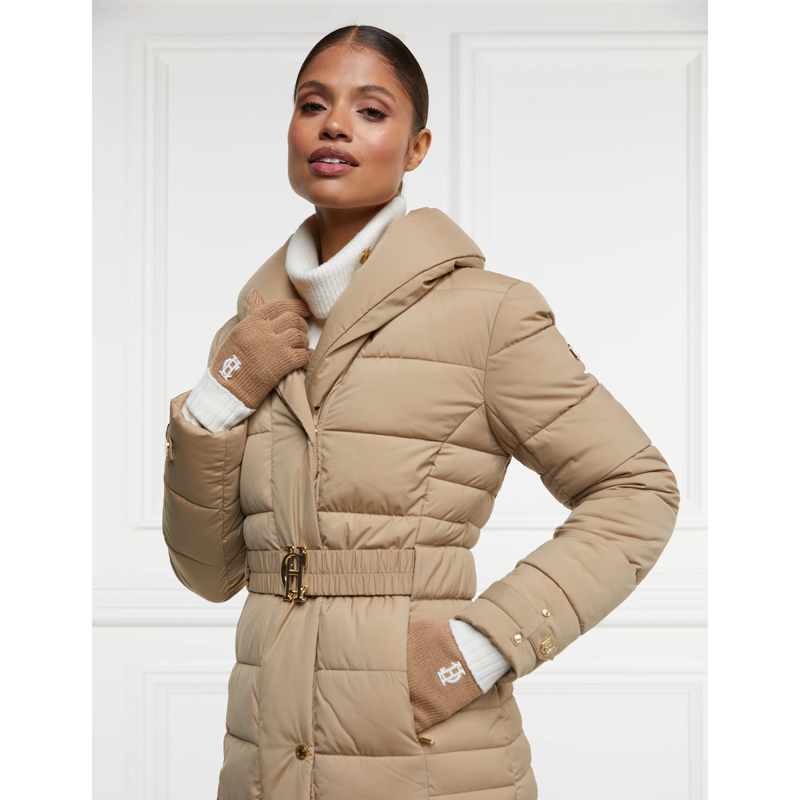 Holland Cooper Chelsea Logo Knitted Gloves - Camel Cream-4