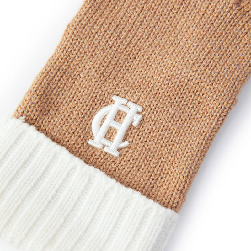 Holland Cooper Chelsea Logo Knitted Gloves - Camel Cream-2