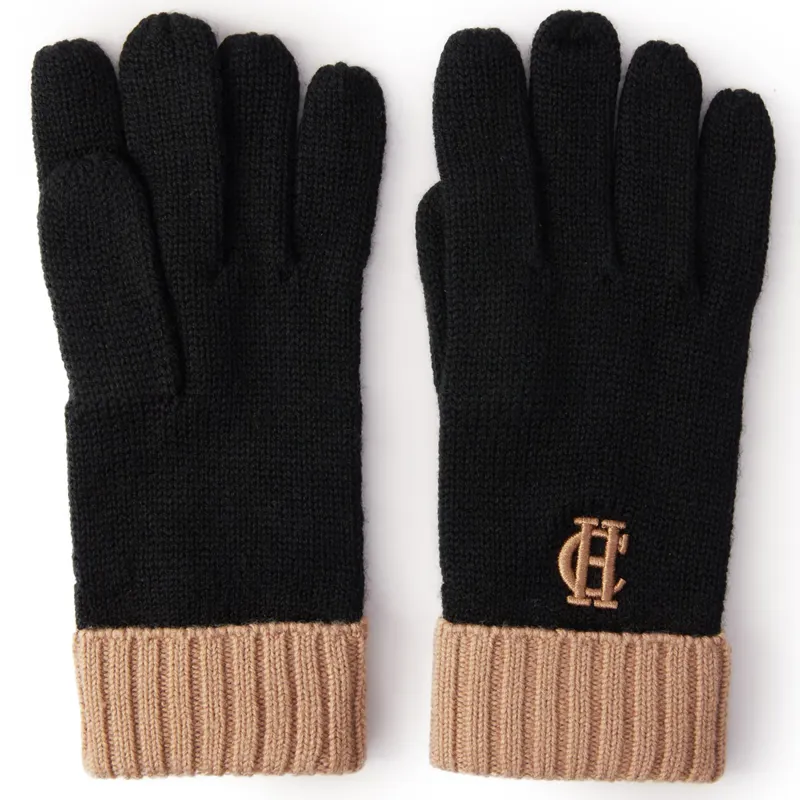 Holland Cooper Chelsea Logo Knitted Gloves - Black/Tan