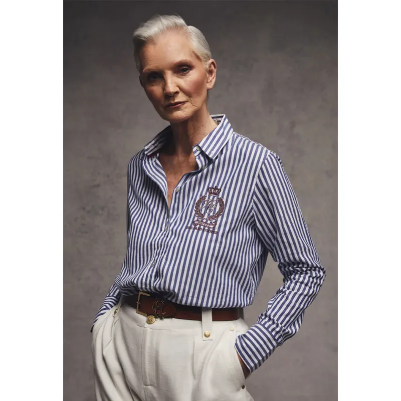 Holland Cooper Classic Button Down Shirt - Navy Stripe-4