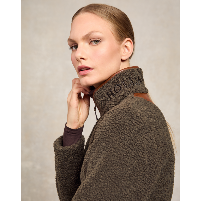 Holland Cooper Country Fleece Quarter Zip - Khaki Borg-2