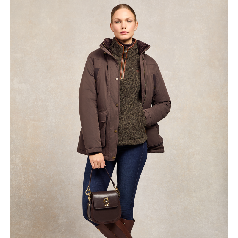 Holland Cooper Country Fleece Quarter Zip - Khaki Borg-4