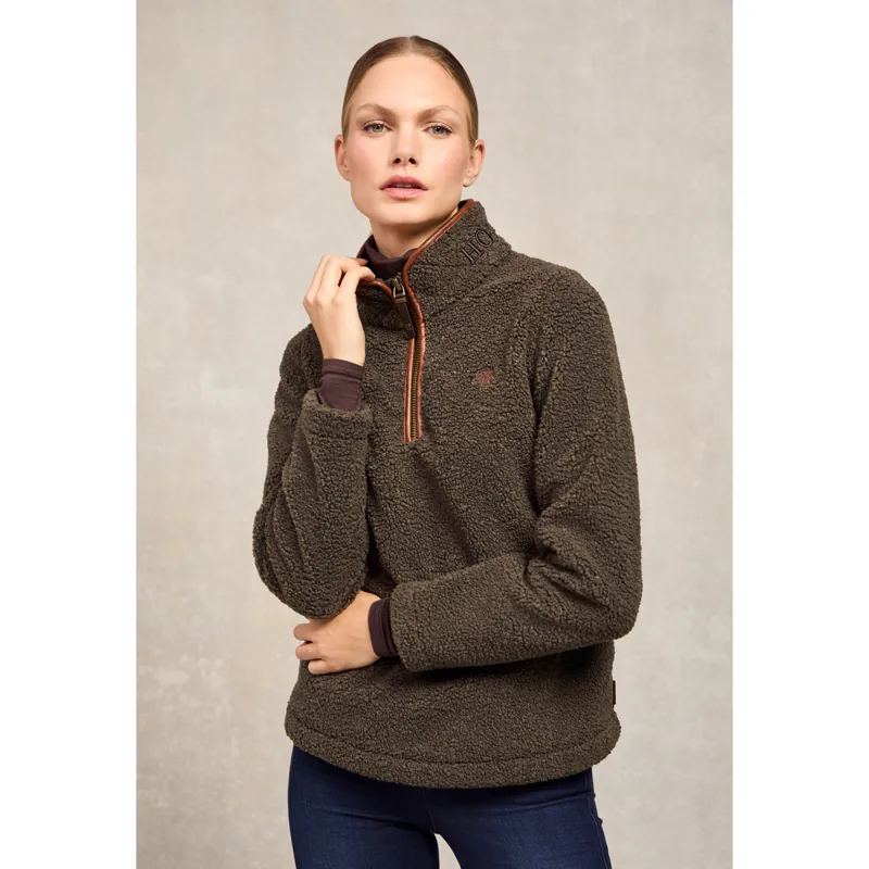 Holland Cooper Country Fleece Quarter Zip - Khaki Borg