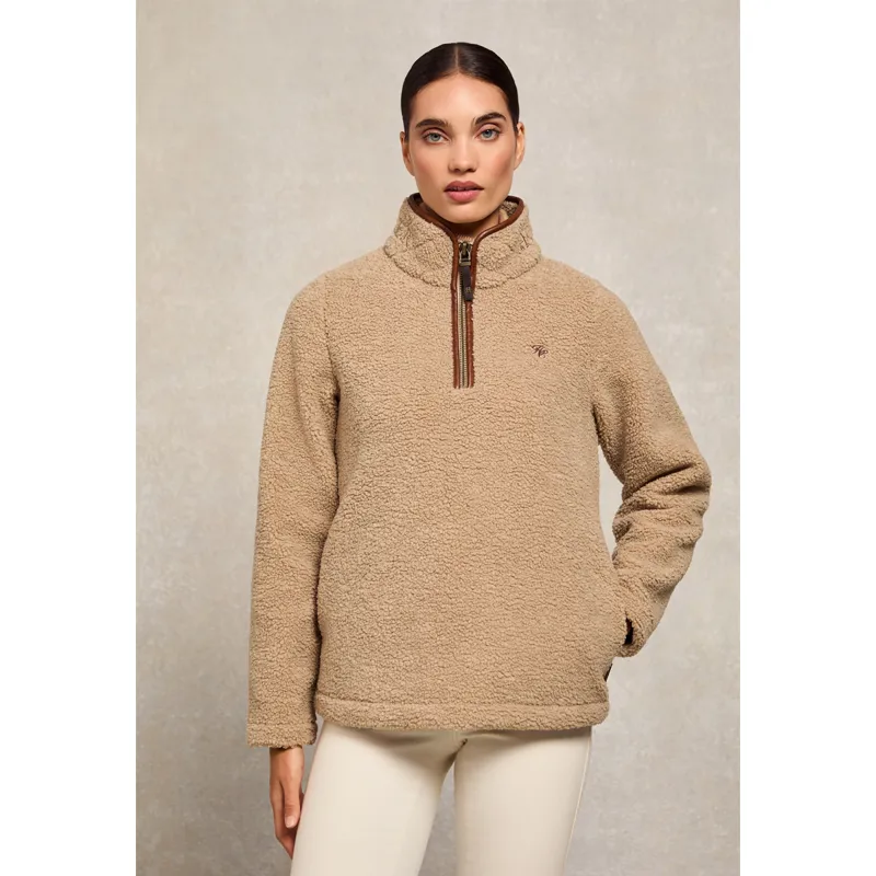 Holland Cooper Country Fleece Quarter Zip - Natural Borg-3