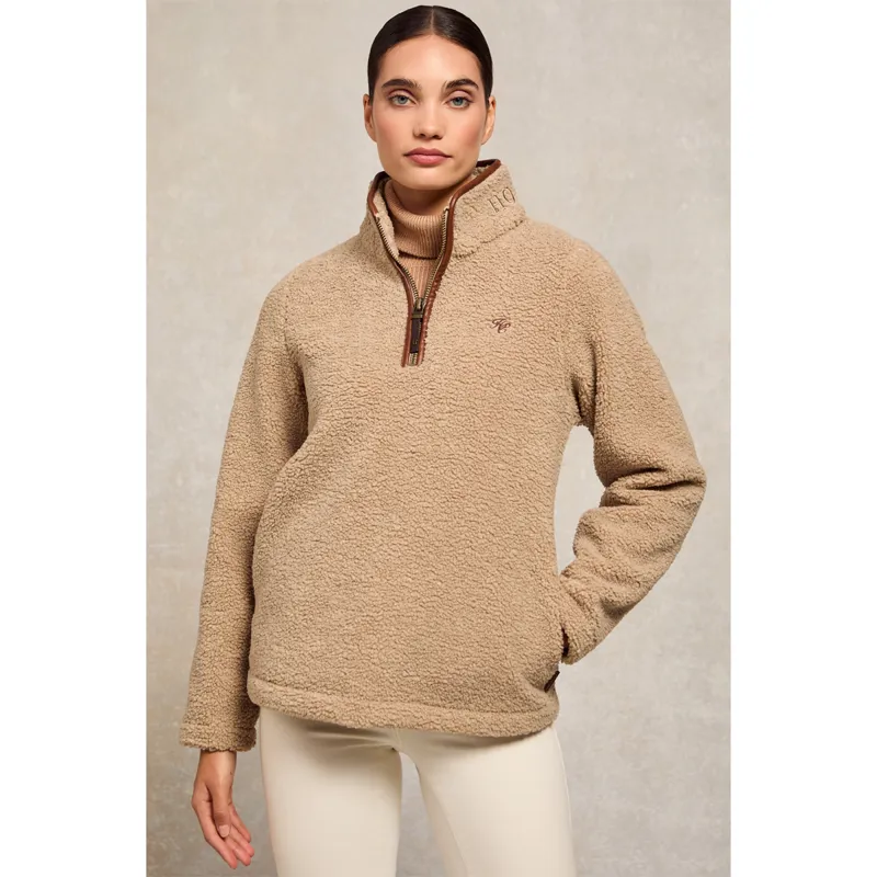 Holland Cooper Country Fleece Quarter Zip - Natural Borg