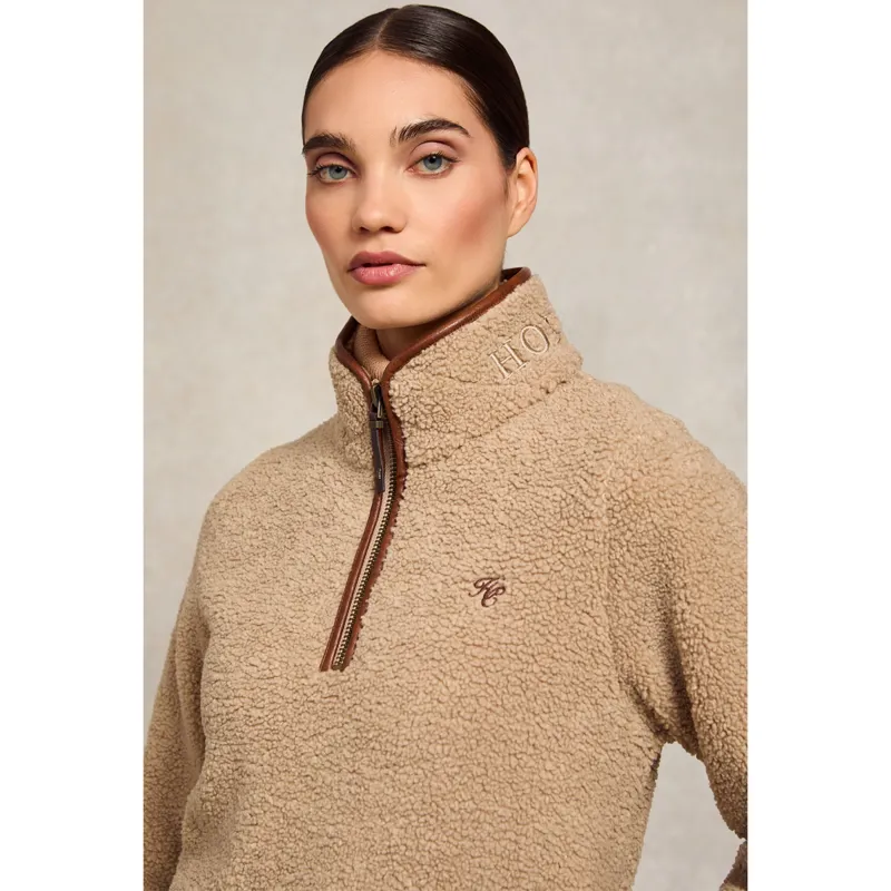 Holland Cooper Country Fleece Quarter Zip - Natural Borg-7