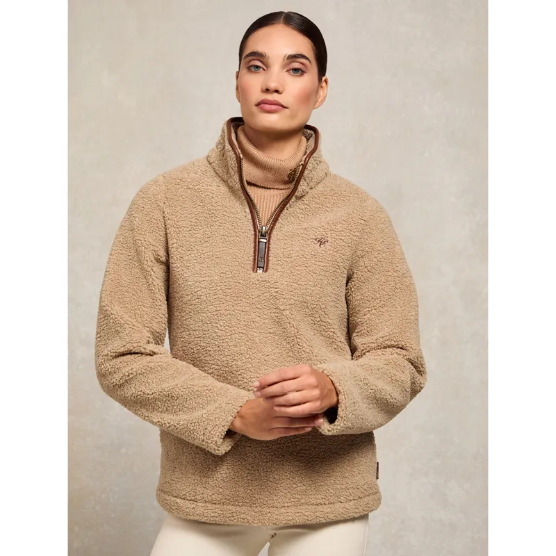 Holland Cooper Country Fleece Quarter Zip - Natural Borg-1