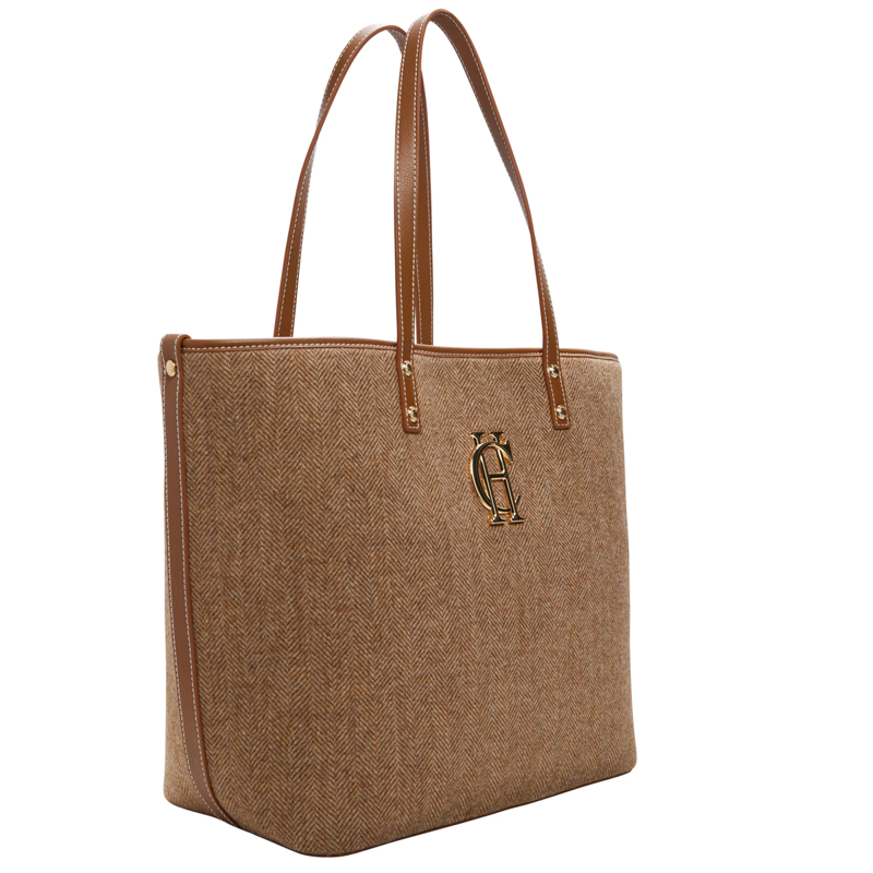 Holland Cooper Kensington Tote Bag - Tan Herringbone-1