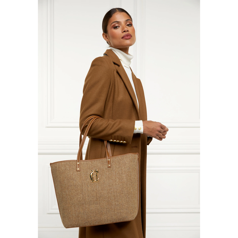 Holland Cooper Kensington Tote Bag - Tan Herringbone-2