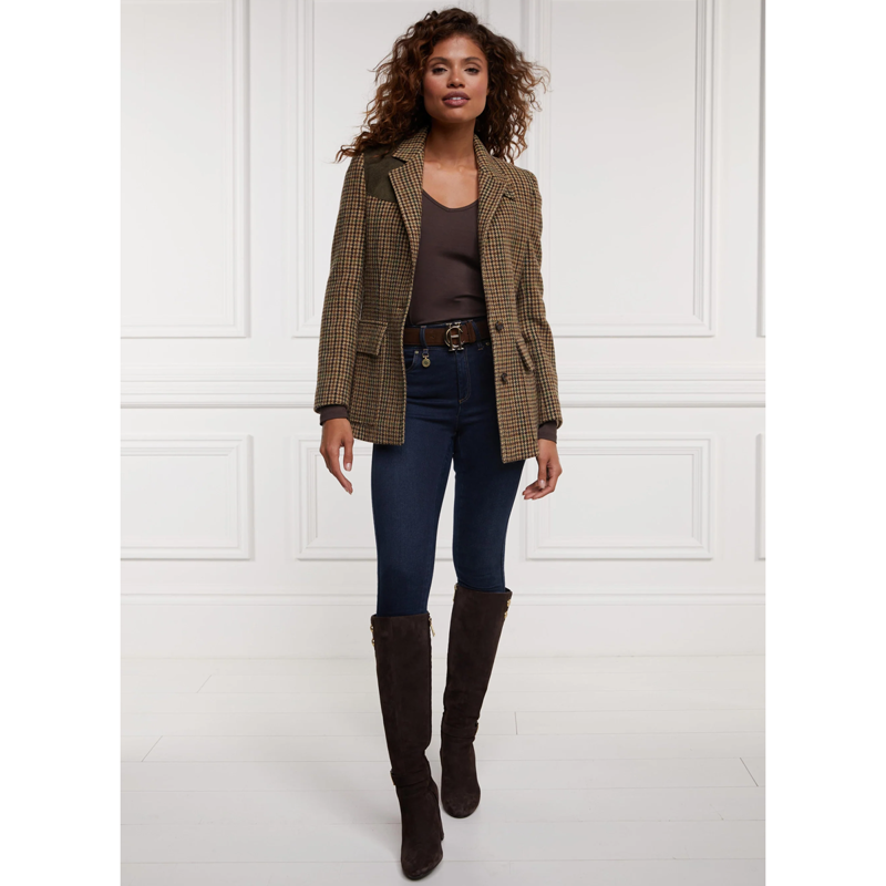 Holland Cooper Long Sleeve V-Neck Tee - Coffee-3