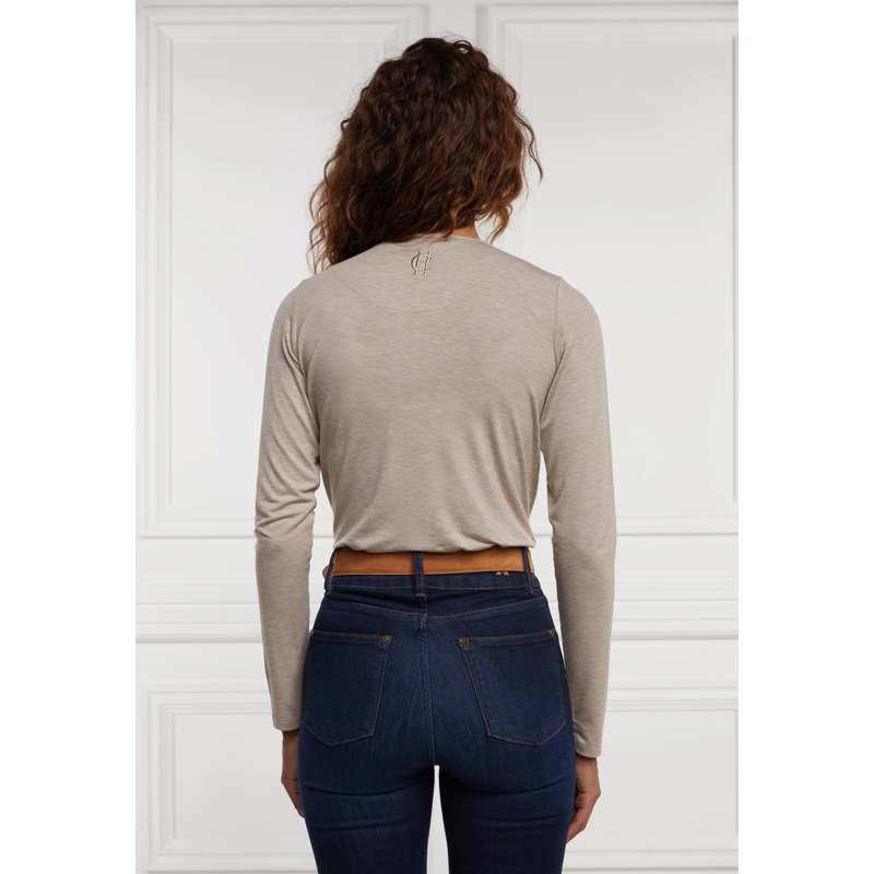 Holland Cooper Long Sleeve V-Neck Tee - Oatmeal-2