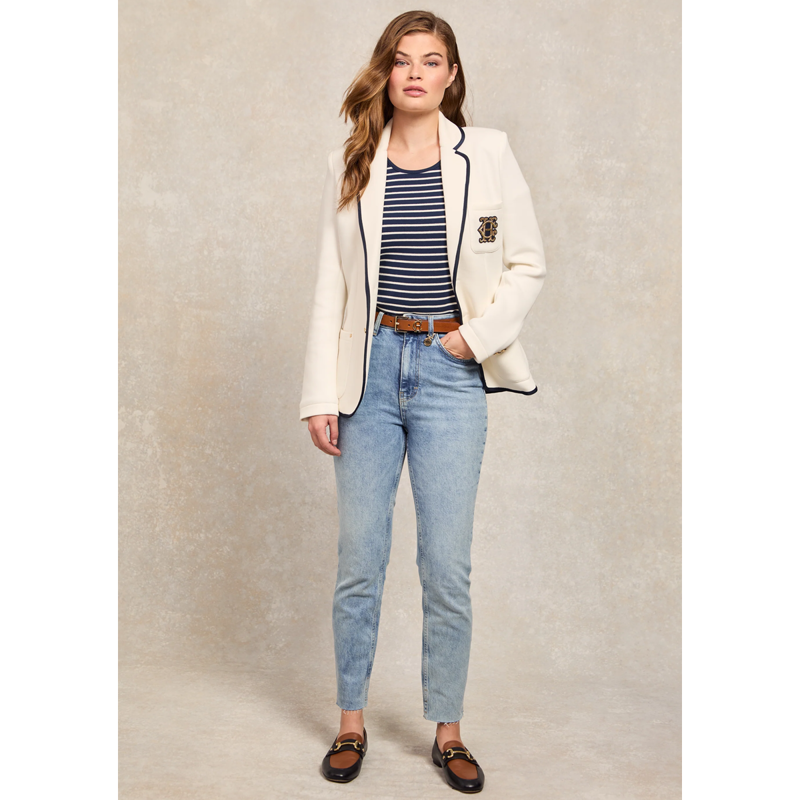 Holland Cooper Padstow Crew Neck Tee - Ink Navy Natural Stripe-6