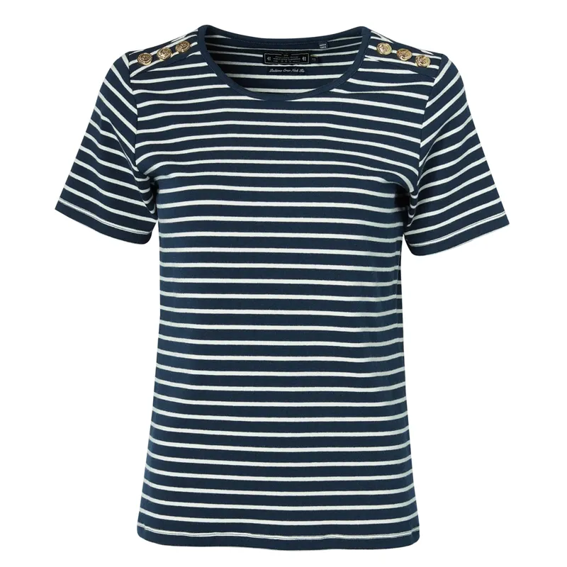 Holland Cooper Padstow Crew Neck Tee - Ink Navy Natural Stripe-3