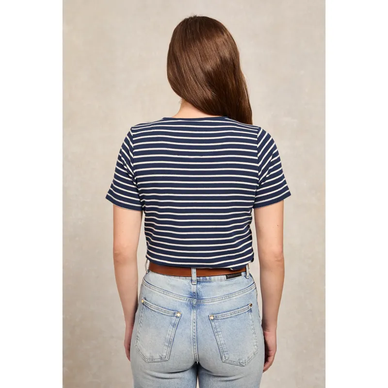 Holland Cooper Padstow Crew Neck Tee - Ink Navy Natural Stripe-2