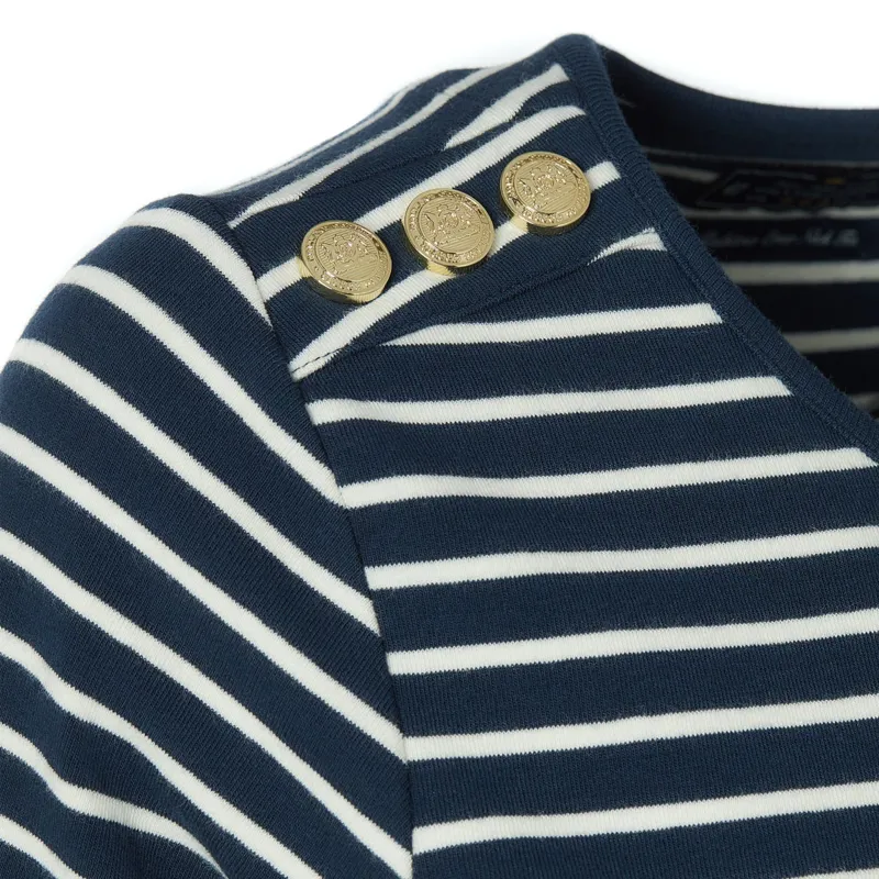 Holland Cooper Padstow Crew Neck Tee - Ink Navy Natural Stripe-5