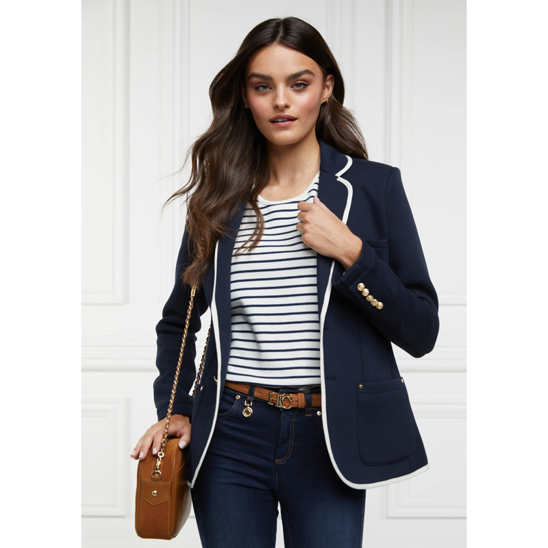 Holland Cooper Padstow Crew Neck Tee - Natural Ink Navy Stripe-3