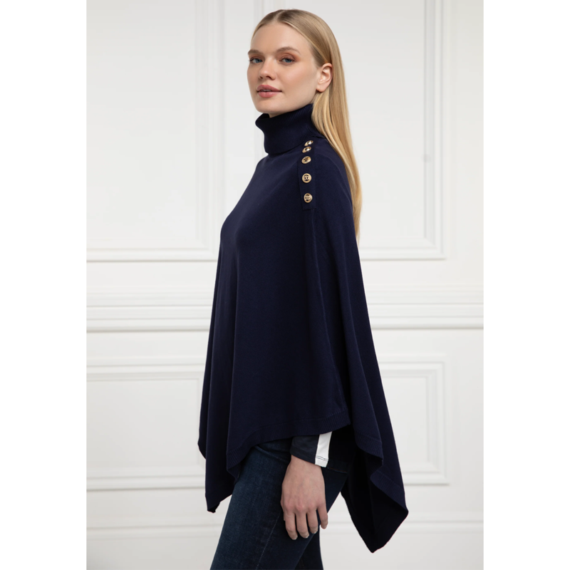 Holland Cooper Roll Neck Cape - Ink Navy-2