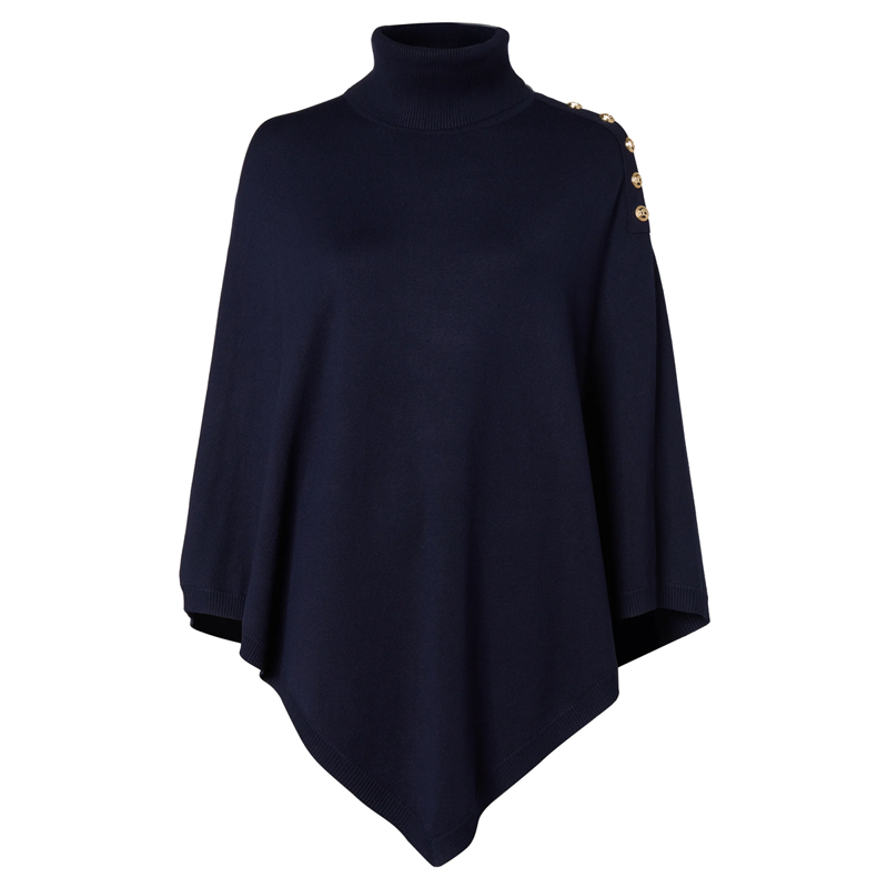 Holland Cooper Roll Neck Cape - Ink Navy-4