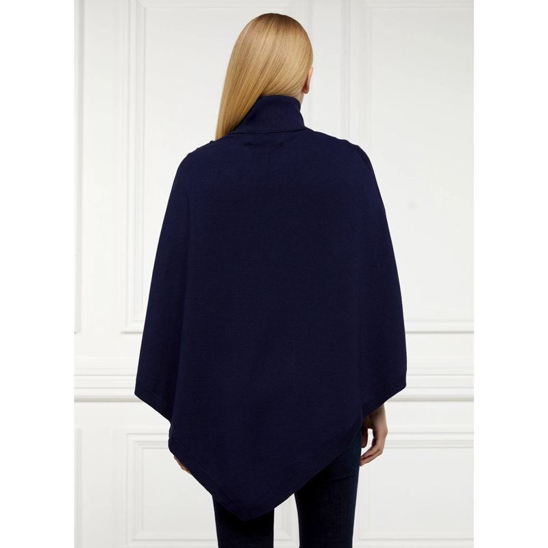Holland Cooper Roll Neck Cape - Ink Navy-3