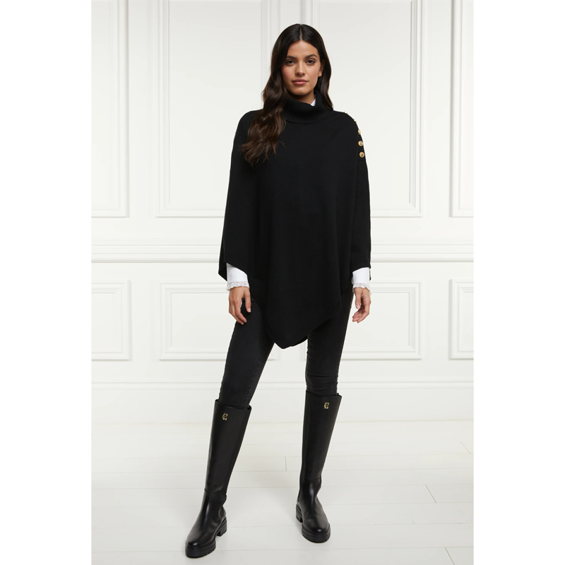 Holland Cooper Roll Neck Cape - Black-2