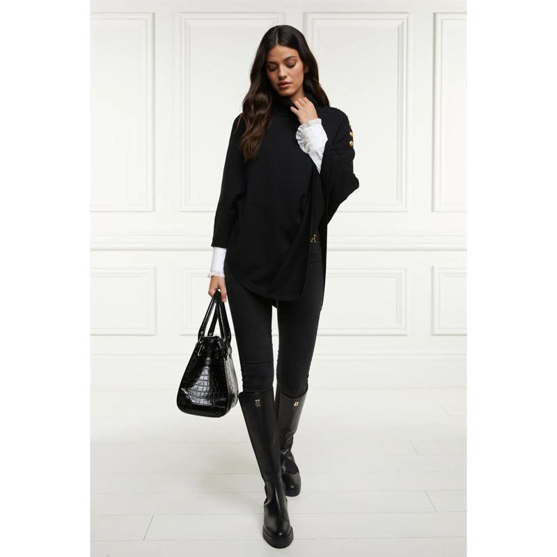 Holland Cooper Roll Neck Cape - Black-3