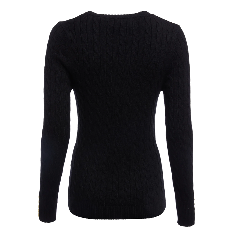 Holland Cooper Seattle Cable V-Neck Knit - Black-3
