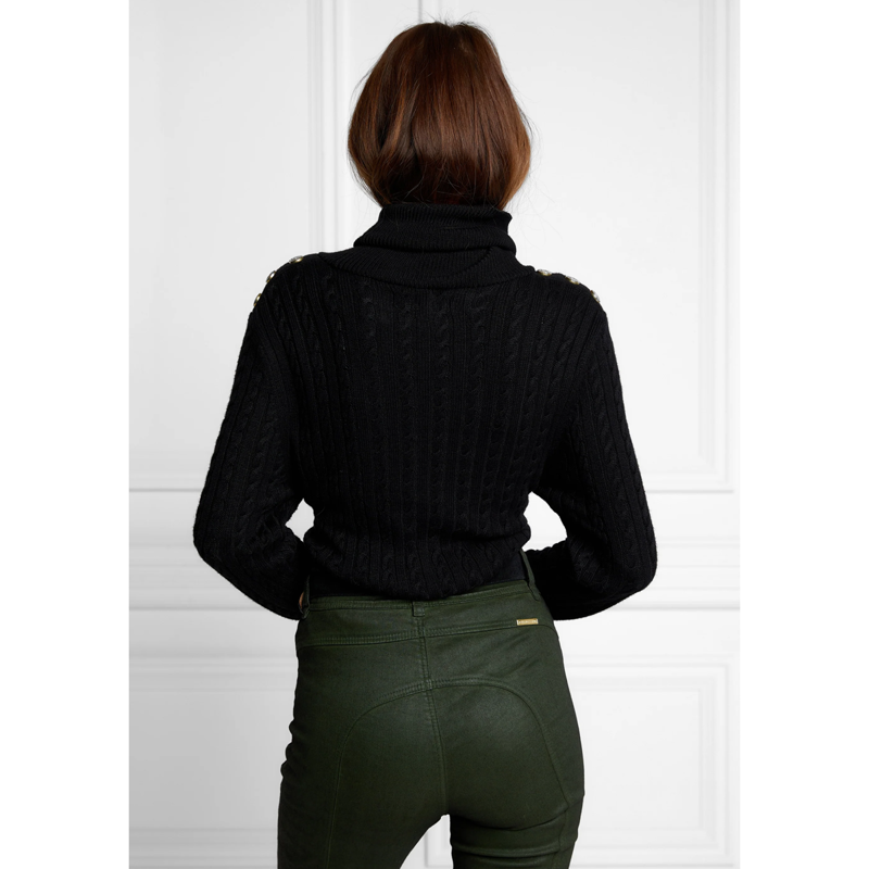 Holland Cooper Seattle Roll Neck Cable Knit - Black-5