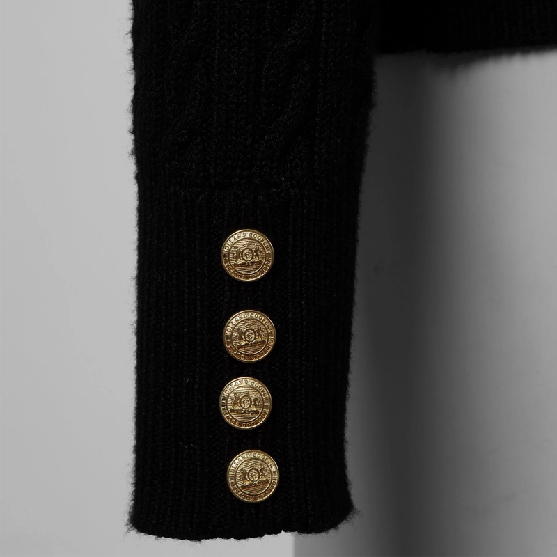 Holland Cooper Seattle Roll Neck Cable Knit - Black-7