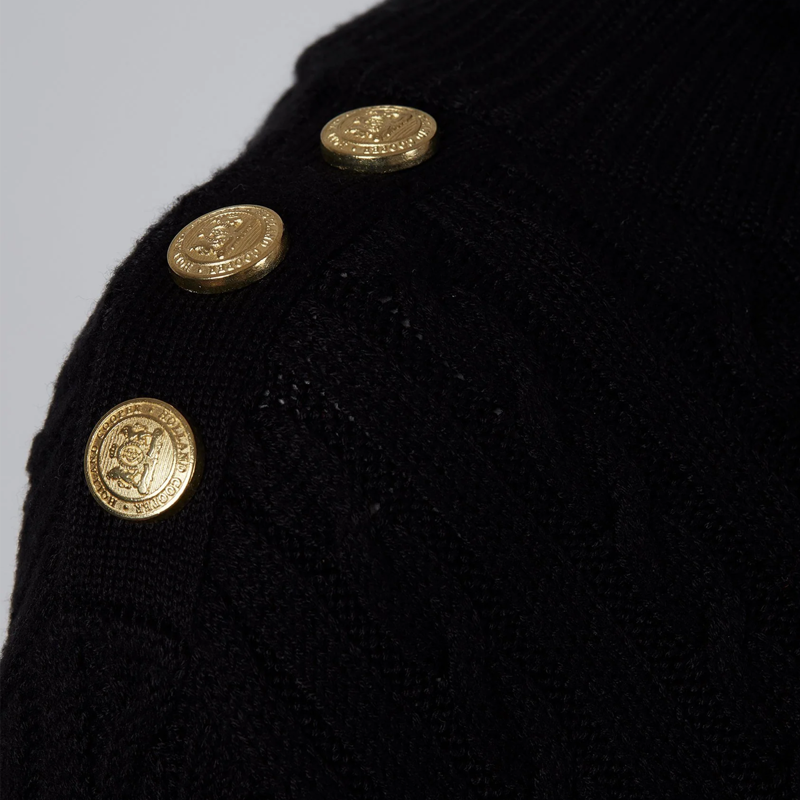 Holland Cooper Seattle Roll Neck Cable Knit - Black-6
