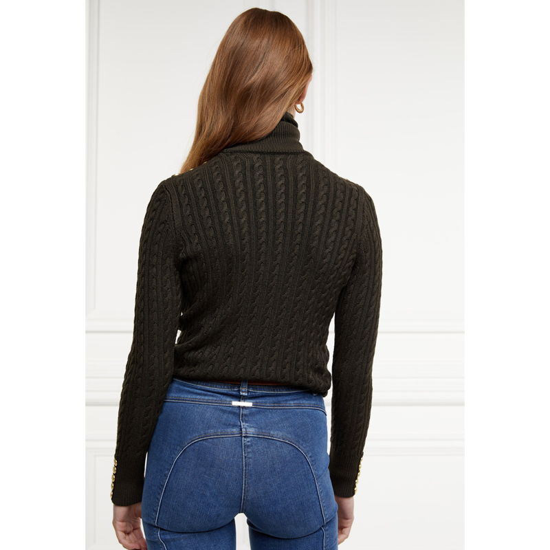 Holland Cooper Seattle Roll Neck Cable Knit - Fern Green-2