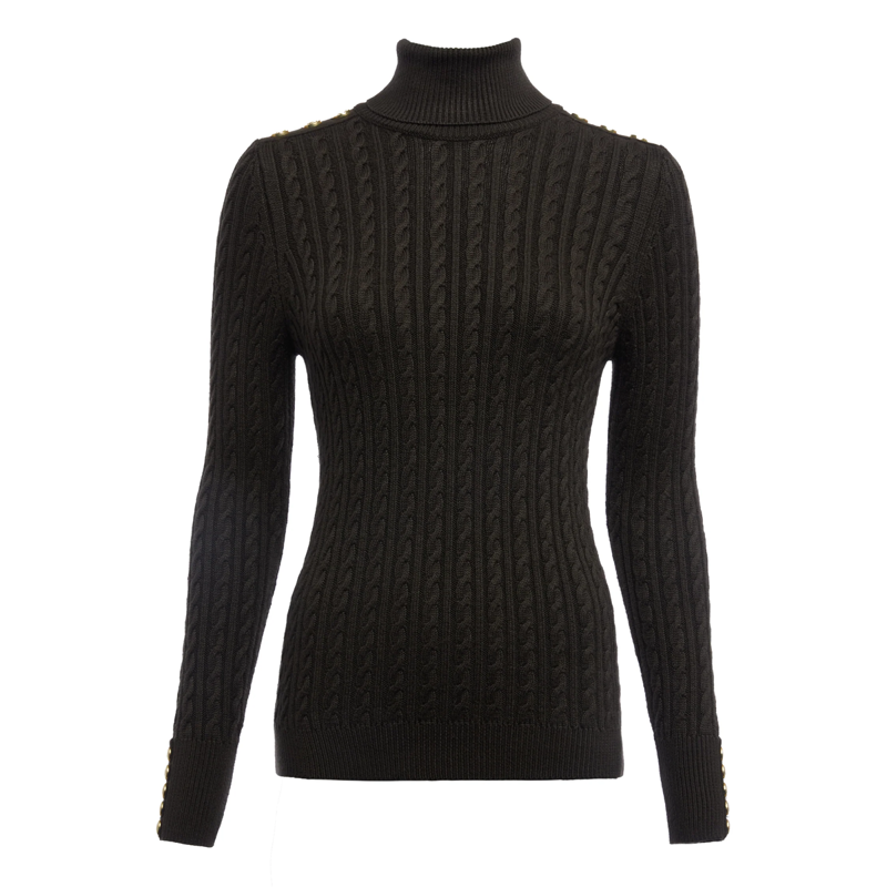 Holland Cooper Seattle Roll Neck Cable Knit - Fern Green-3