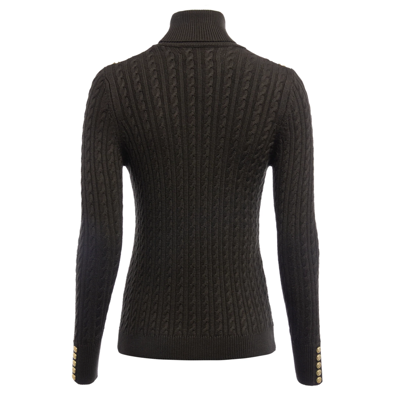 Holland Cooper Seattle Roll Neck Cable Knit - Fern Green-4