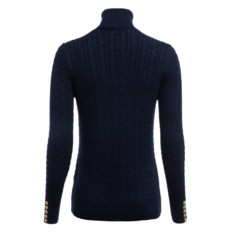 Holland Cooper Seattle Roll Neck Cable Knit - Ink Navy-5