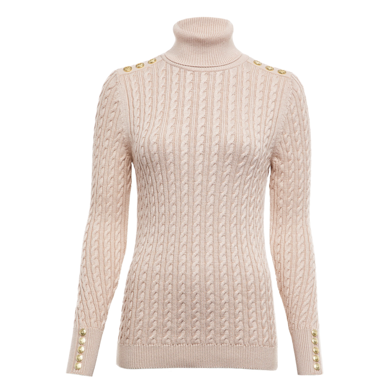 Holland Cooper Seattle Roll Neck Cable Knit - Oatmeal-9
