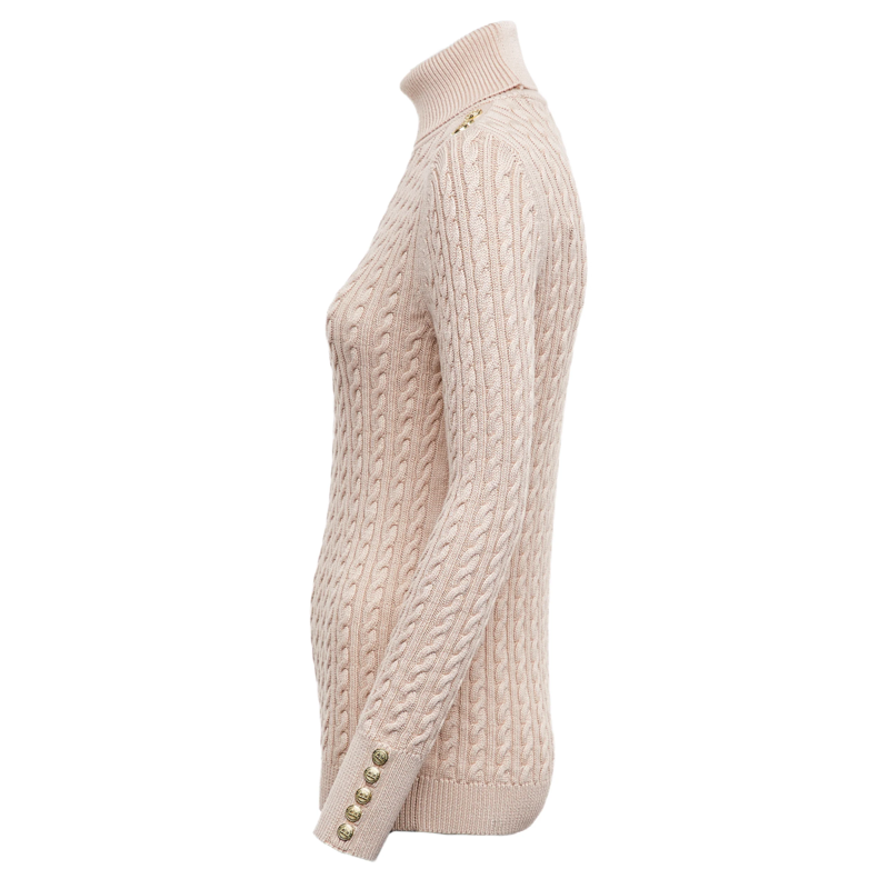 Holland Cooper Seattle Roll Neck Cable Knit - Oatmeal-7