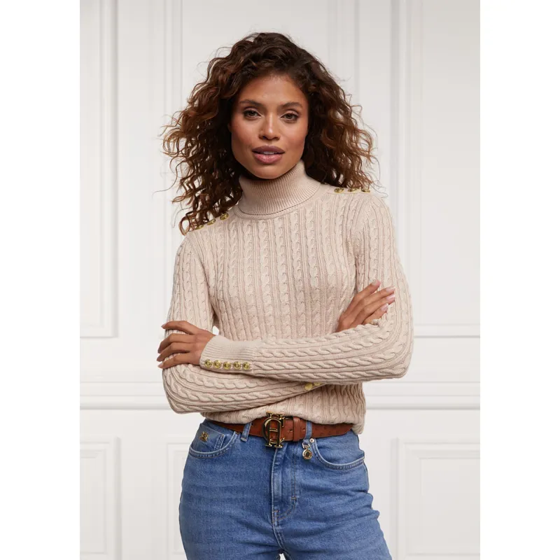 Holland Cooper Seattle Roll Neck Cable Knit - Oatmeal