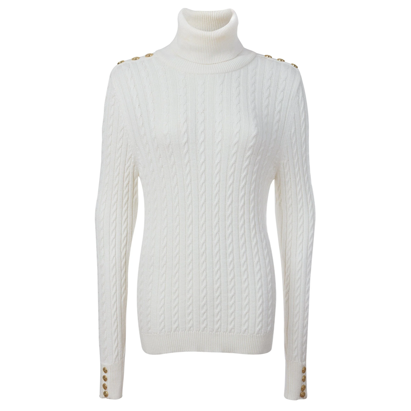 Holland Cooper Seattle Roll Neck Cable Knit - Winter White-6
