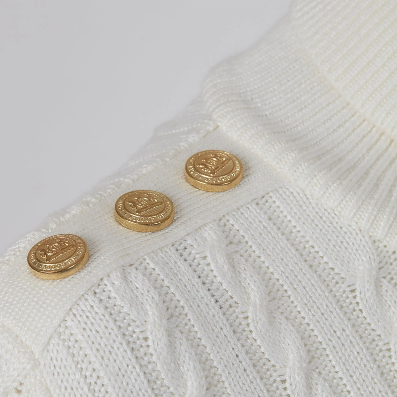 Holland Cooper Seattle Roll Neck Cable Knit - Winter White-8