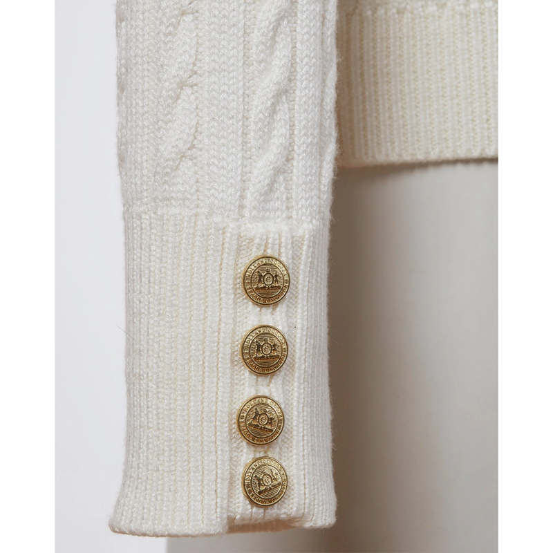 Holland Cooper Seattle Roll Neck Cable Knit - Winter White-7