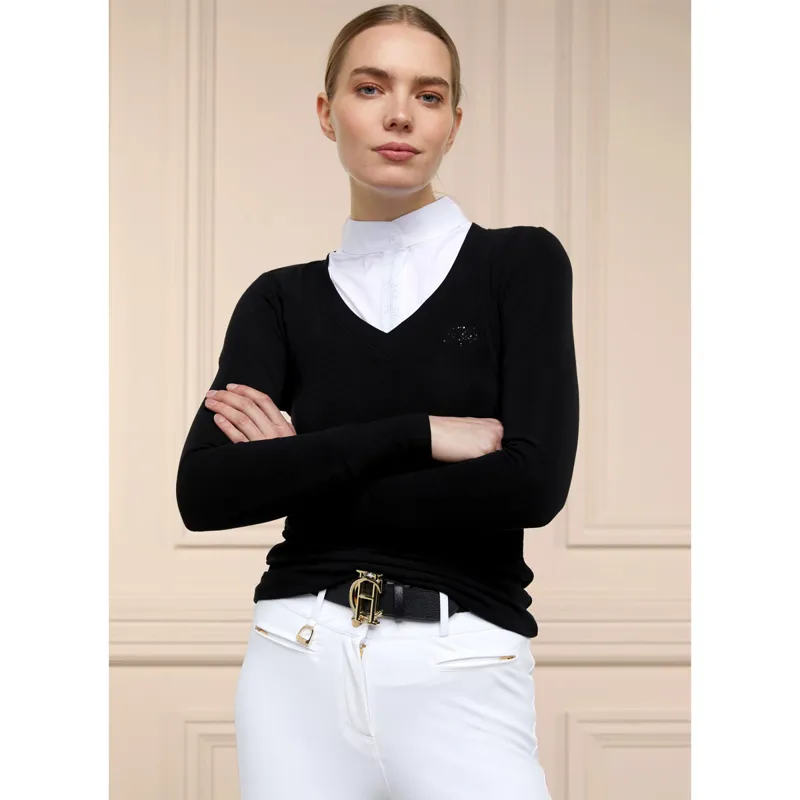 Holland Cooper Soft Touch V-Neck - Black-2