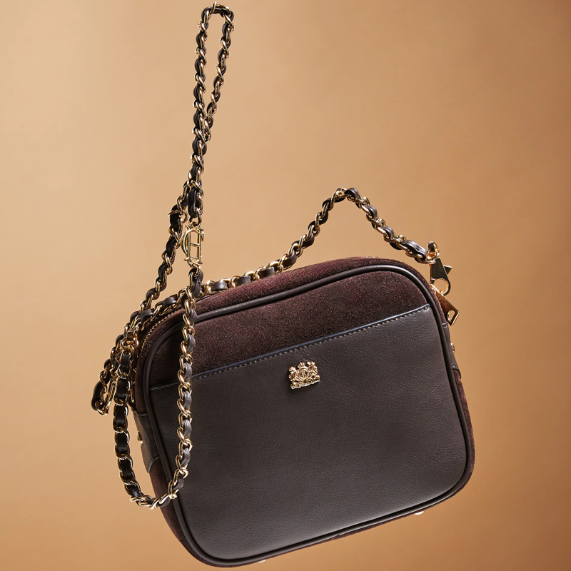 Holland Cooper Soho Camera Bag - Chocolate Suede-5