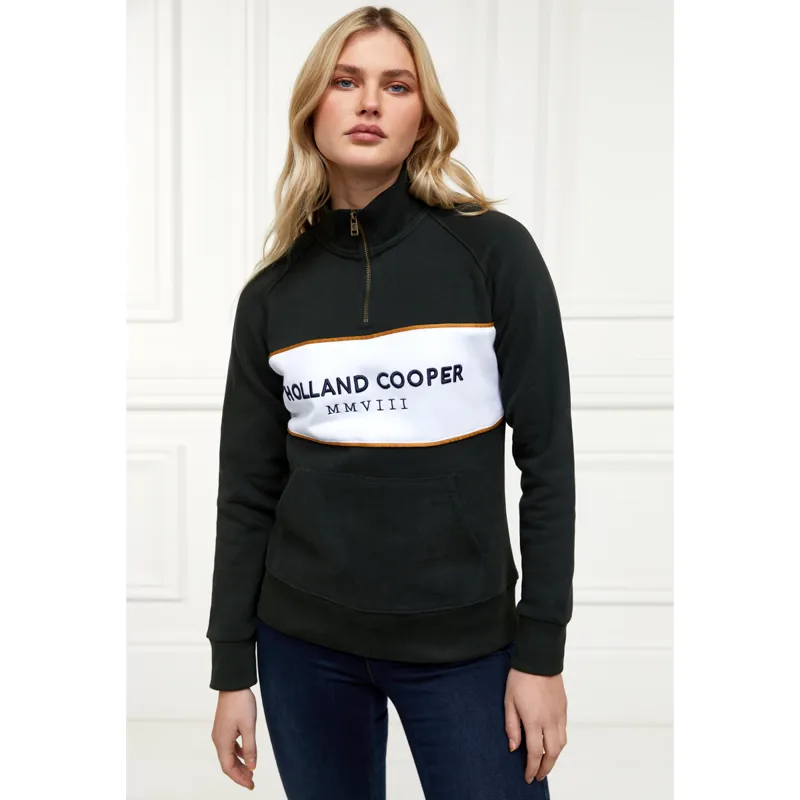 Holland Cooper Sporting Heritage Zip Henley - Racing Green