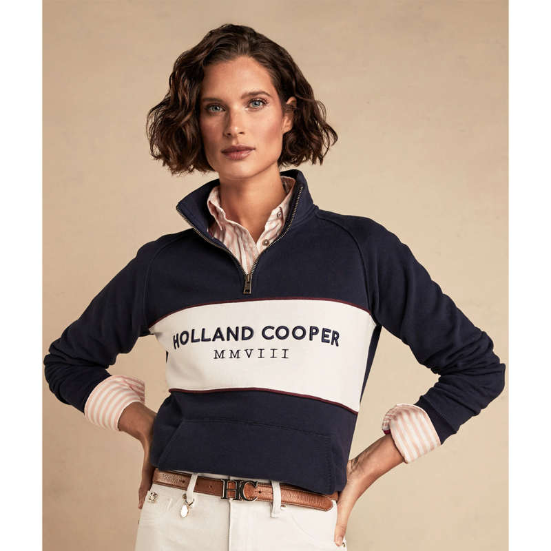 Holland Cooper Sporting Heritage Zip Henley - Ink Navy-2