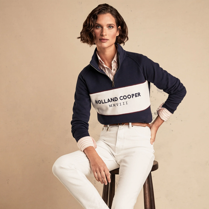 Holland Cooper Sporting Heritage Zip Henley - Ink Navy-3