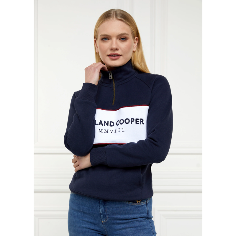 Holland Cooper Sporting Heritage Zip Henley - Ink Navy-1