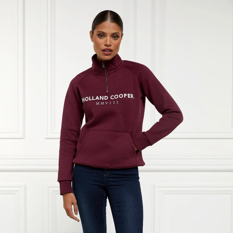 Holland Cooper Sporting Heritage Zip Henley - Merlot-1