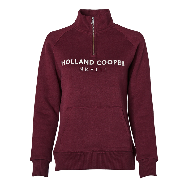 Holland Cooper Sporting Heritage Zip Henley - Merlot-3