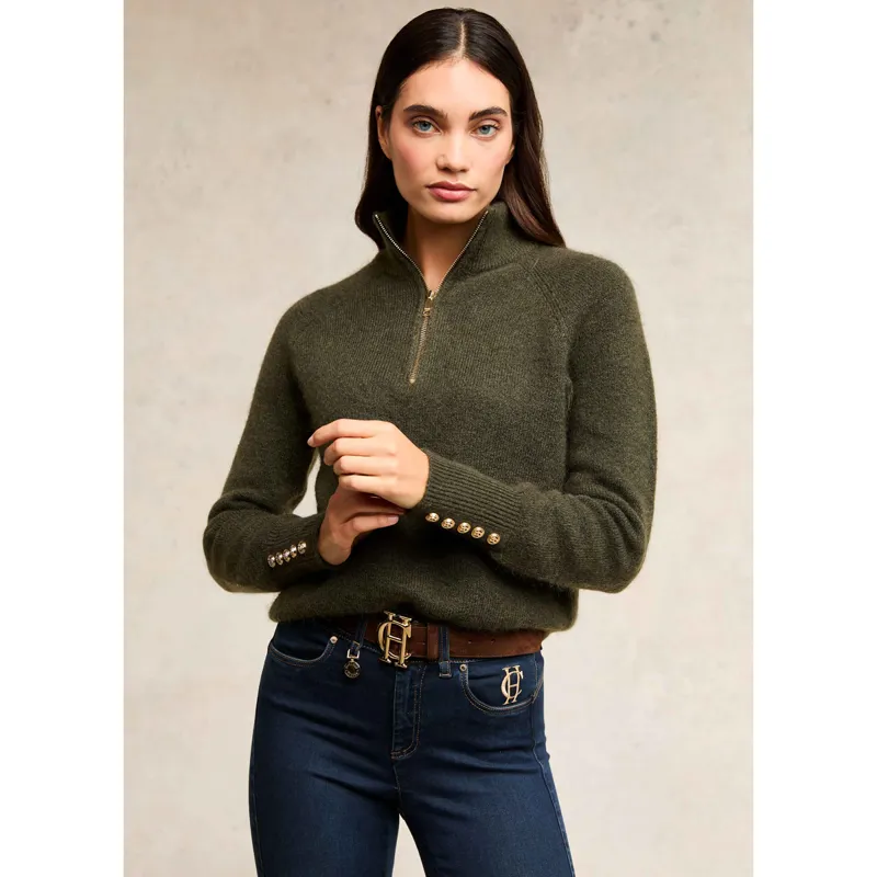 Holland Cooper Tori Half Zip Knit - Forest Green